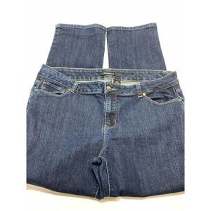 Roz & Ali Women's Five Pocket Style Denim Mid-Rise Straight Jeans Blue Size 16